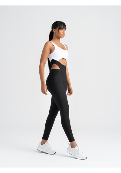 Lismina Bold Curve Spor Tayt Tulum Siyah - Beyaz