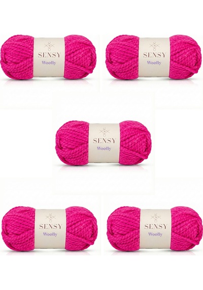 Sensy Woolly 5 Adet El Örgü İpi Atkı Bere Şapka İp Panço İpi Hırka İpliği Örgü İpi Fuşya