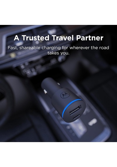 Tr Turbopower Share Araç Şarj Cihazı Solo- 45w Çift Bağlantı Noktalı Usb-a, Moto G Power İçin Usb-c Çıkışı,