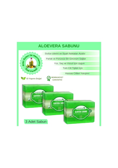 Organicsun Doğal Aloe Vera Sabunu 3 x 140 G