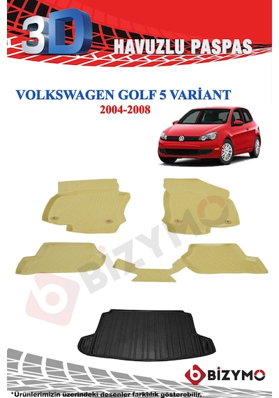 Volkswagen Golf 5 Variant Bej Havuzlu Paspas + Bagaj Seti Bizymo