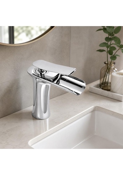 Edge Kısa Lavabo Bataryası Parlak Krom