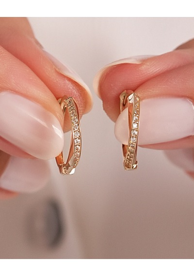 Debora Jewelry 14 Ayar Altın Zirkon Taşlı Halka Detay Küpe