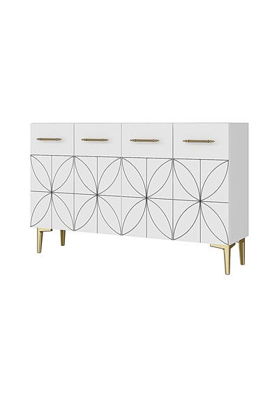 Ka1234bg Eliz Konsol Ve Tv Sehpası Beyaz-gold 120cm
