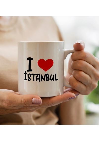 Bk Gift I Love İstanbul Tasarımlı Beyaz Kupa Bardak
