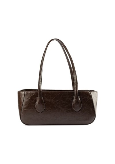 Lovelystore Kırışık Dokulu Fermuarlı Baget Kadın El Kol Ve Omuz Çantası 33x15 Acı Kahverengi