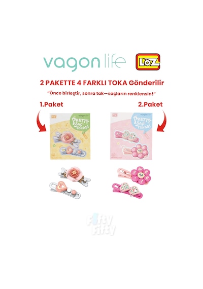 4'lü Saç Toka Seti Önce Birleştir,sonra Tak 2 Paket 4 Adet Gönderilir Yapı Toka Seti Ff 7123-7134