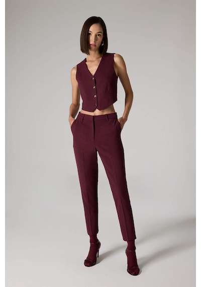 Defacto Sorbe x DeFacto Regular Fit V Yaka Düğmeli Blazer Yelek D9928AX24AU Bordo