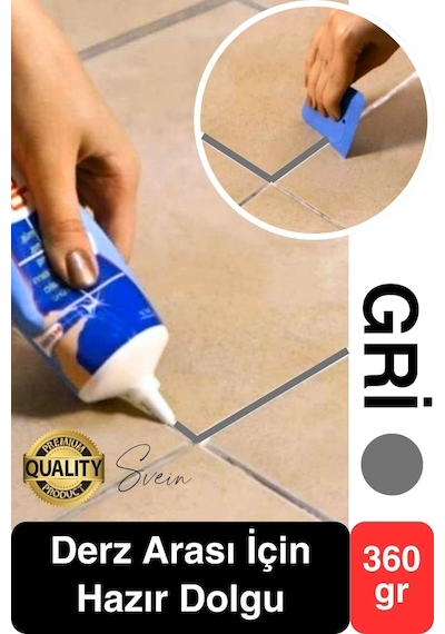 Premium Fayans Arası Gri Hazır Derz Dolgu Gaga Uç Tüp Mermer Mutfak Banyo Zemin Duvar Onarıcı