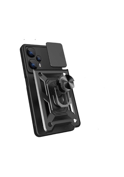 Xiaomi Poco F5 İle Uyumlu Kılıf Magnetik Standlı Kamera Korumalı Sürgülü Kapak
