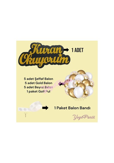 Kur'an Okuyorum Kuran Okuyorum Yazı Seti Balon Şeffaf Balon Balon Bantı Diğer