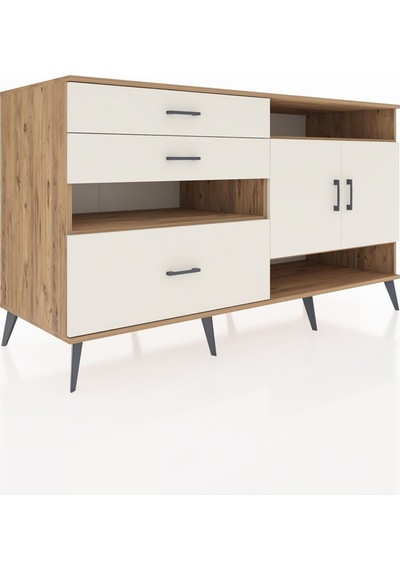 Kronos Konsol 4 Raflı 3 Çekmeceli 2 Kapaklı 176x59x99 Çam-aytaşı Çam-aytaşı