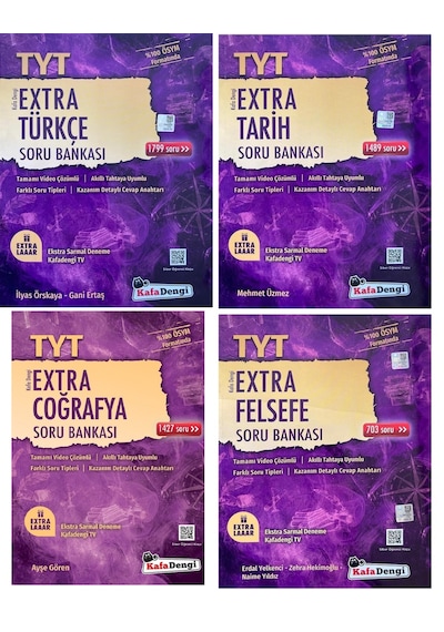 Kafadengi 2024 Tyt Türkçe + Tarih + Coğrafya + Felsefe Extra Soru Seti 4 Kitap