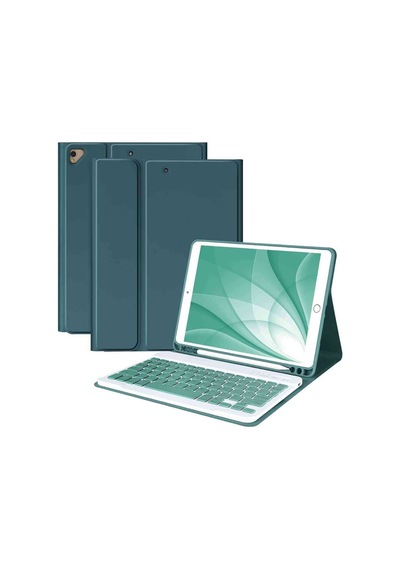 Apple Uyumlu iPad 10.2 7/8/9 Nesil A2197, A2270, A2602 Klavyeli Tablet Kılıfı Klavye + Stand