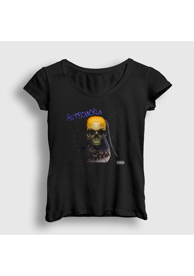 Presmono Kadın Skull Astroworld Travis Scott T-shirt Siyah