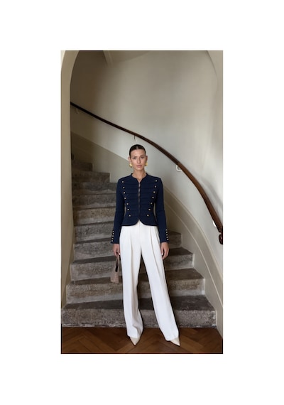 Verymoda Çift Ssıra Düğme Blazer Triko Ceket K-238 Lacivert