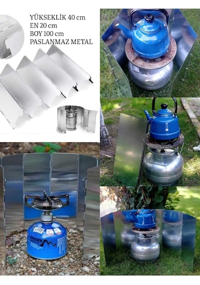 Nistabolje Açık Hava Kamp Ateşi Rüzgar Kesici Rüzgar Kalkanı Portatif Katlanabilir 100x40 Cm Çok Renkli