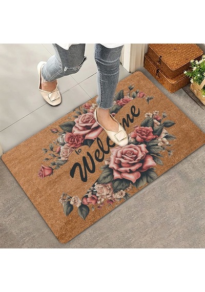 Valerine Life Kırmızı Trento Gülleri Welcome Kapı Önü Paspası 45x70cm