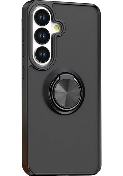 Gpack Samsung Galaxy Uyumlu  S26 Kılıf Montreal Yüzüklü Standlı Arkası Buğulu Siyah