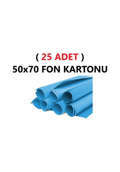 25 Adet 50x70 Cm Koyu Mavi Renkli Fon Kartonu Rulo Canlı Renk Büyük Boy Anaokulu Kreş Okul
