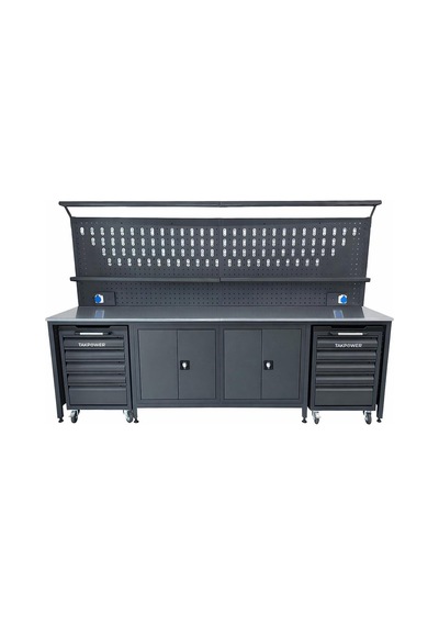 Takpower 3 Metre Takım Tezgahı 2 Dolaplı + 2 Boş Takım Arabası Antrasit