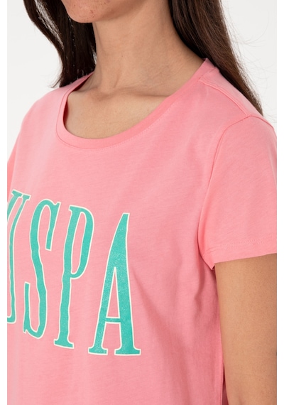 U.S. Polo Assn. Kadın Pembe Bisiklet Yaka Tişört 50305842-VR041