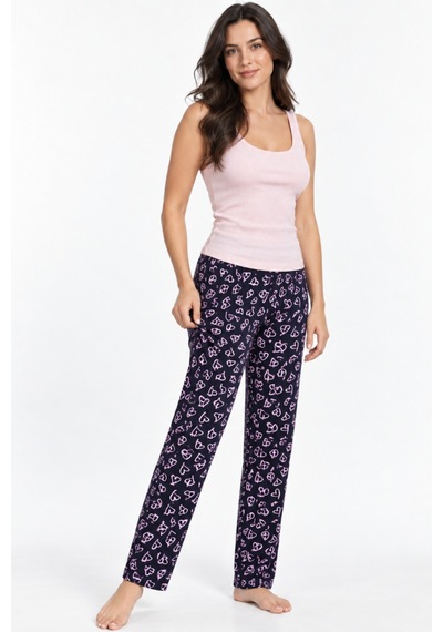 Fit Women Kadın Trend Günlük Bluz Pembe Desenli Pijama Takımı