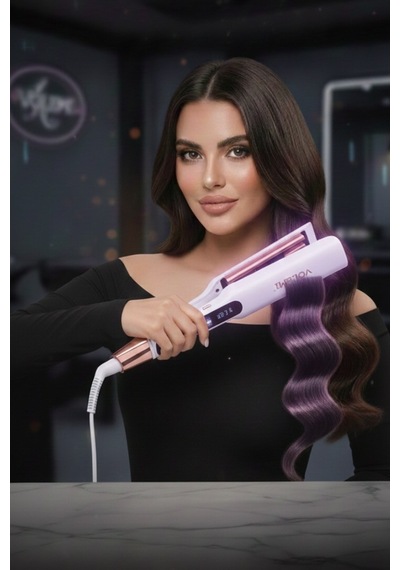 Volemı V-0098 Profesyonel Saç Maşası Color Care, 5x Renk Koruma, Keratin Yağlı Seramik Kaplama Dijital Isı Ayarlı Maşa