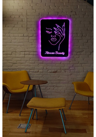 Led Işıklı Kişiselleştirilebilir Kadın Temalı Tablo Biana Dekoratif Gece Lambası Pembe - 737240857 Pembe