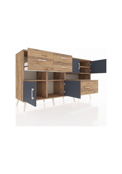 Hyperion Konsol 5 Raflı 4 Çekmeceli 4 Kapaklı 176x44x99 Çam-antra Çam-antrasit/çam Hyperion Konsol 5 Raflı 4 Çekmeceli 4 Kapaklı 176x44x99 Çam-antra Çam-antrasit/çam