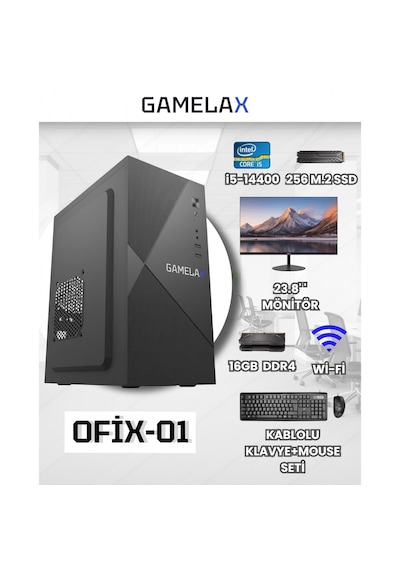 Gamelax Ofix-01 16 GB 256 GB SSD 23.8" Dos Masaüstü Bilgisayar