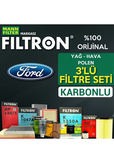 Ford Fiesta 1.25 1.4 1.6 Benzinli Filtron Filtre Seti 2009-2017