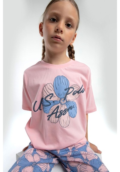 U.s. Polo Assn. Kız Çocuk Turuncu Kısa Kol Pijama Takım Us2077 Turuncu