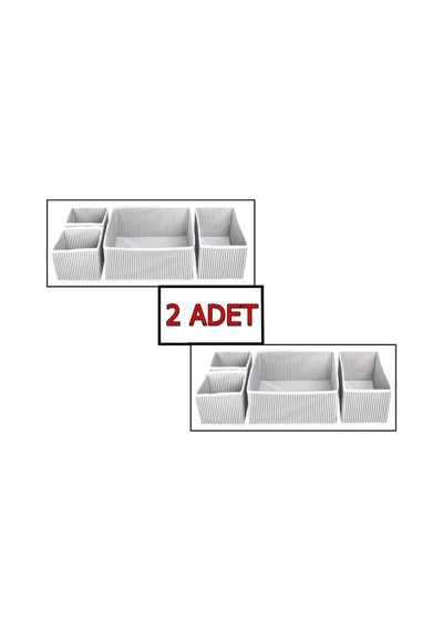 4'lü Çekmece Düzenleyici X 2 Beyaz - Gri