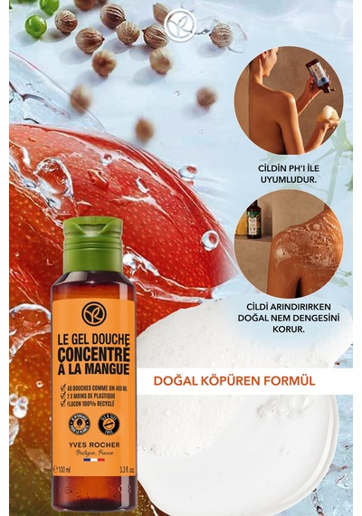 Yves Rocher Konsantre Duş Jeli - Nemlendirici Canlandırıcı Mango & Kişniş-sls,sles İçermez,vegan-100ml Diğer