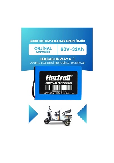 Leksas Huway S-1 Batarya Standart Kapasite Lifepo4 60v 32ah Elektrikli Motosiklet Bataryası