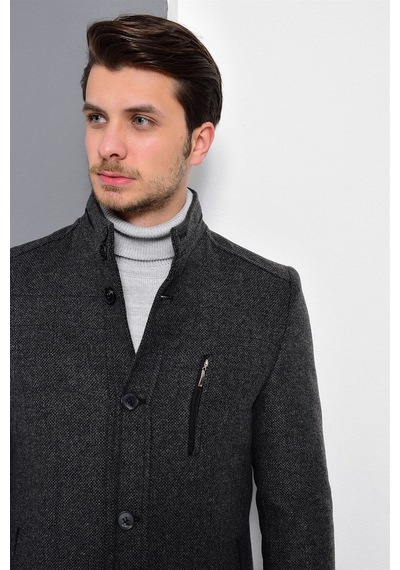 Plt8386 Dewberry Erkek Palto-desenli Antrasit