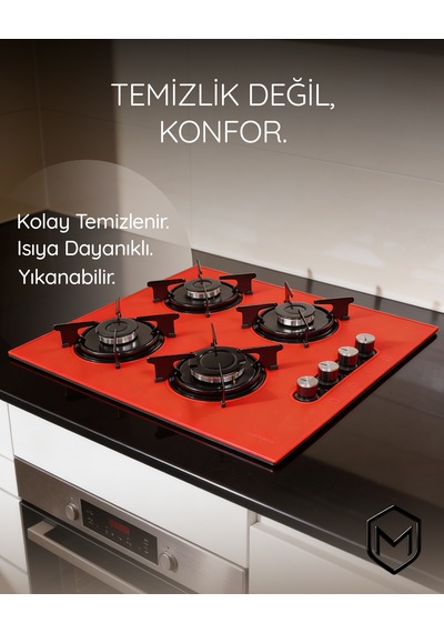 Kumtel Set Üstü Ocak Koruyucu Silikon Mat Kırmızı