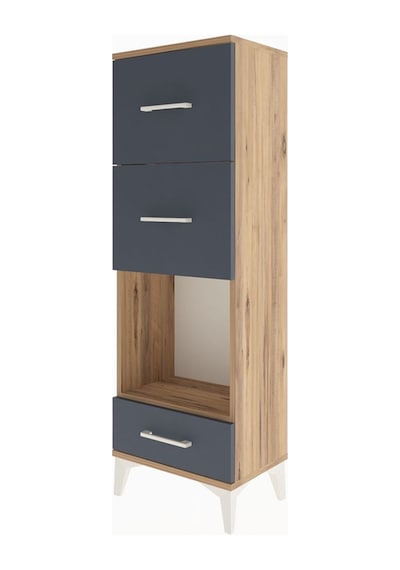 Arges Dolap Tek Raflı 3 Çekmeceli 44x30x134 Çam-antrasit Atlas Çam