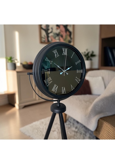 Siyah Roma Aynalı Tripod 150 X 45 Cm Ayaklı Saat