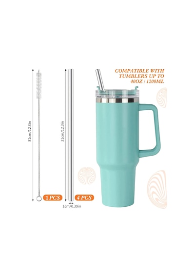 Pipetseti Termos Uyumlu 31 Cm Ekstra Uzun Paslanmaz Çelik Pipet Seti 3 Parça Eğri + Düz + Fırça