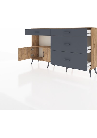 Arges Konsol Tek Raflı 4 Çekmeceli 2 Kapaklı 176x30x99 Çam-çam/an Çam-çam/antrasit Arges Konsol Tek Raflı 4 Çekmeceli 2 Kapaklı 176x30x99 Çam-çam/an Çam-çam/antrasit