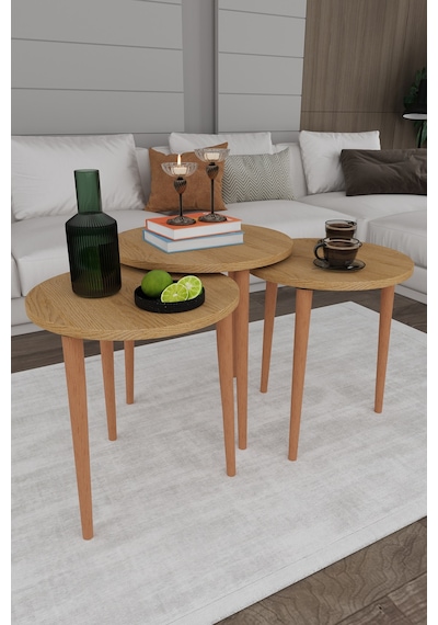 Lüks 3'lü Ahşap Ayaklı Zigon Sehpa %100 Mdf Orta Sehpa Masa Sehpa01 Karına