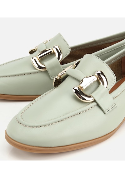 Hotiç Kadın Deri Açık Yeşil Toka Detaylı Klasik Loafer