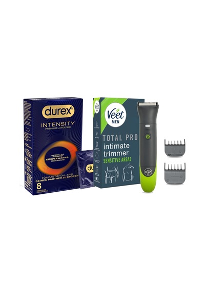 Veet Erkekler Özel Düzeltici + Durex Yoğunluklu Prezervatifler - Bakımlı, Samimi Tıraş Ve Yoğun Aşk Deneyimi İçin Paket - 8 Adet Lateks İçermeyen Prezervatif Paketi Diğer Veet Erkekler Özel Düzeltici + Durex Yoğunluklu Prezervatifler - Bakımlı, Samimi Tıraş Ve Yoğun Aşk Deneyimi İçin Paket - 8 Adet Lateks İçermeyen Prezervatif Paketi Diğer