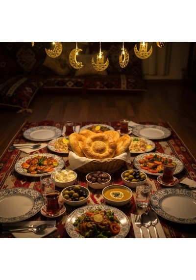 Minare Detaylı Hilal Led Ramazan Süsü Gold Metal Gövde, Günışığı Sarı, Pilli