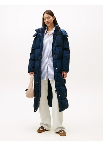 Tommy Hilfiger Kadın Marka Logolu Kapitone Dikişli Kapüşonlu Günlük Kullanıma Uygun Lacivert Mont Dw0dw21977 C1g