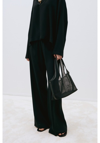 Suud Collection Siyah Alessa Polo Yaka Tensel Bluz