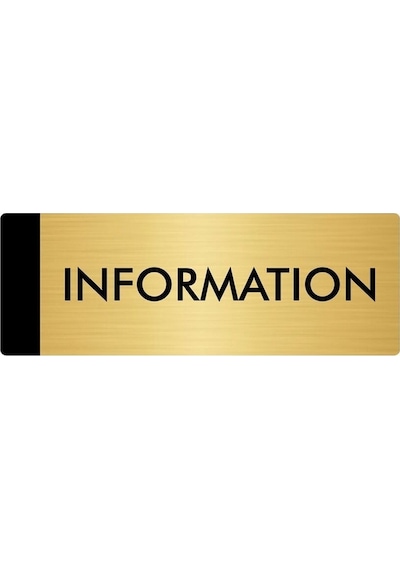 Metal Yönlendirme Levhası, Departman Kapı Isimliği Information 7x20 Cm Altın Renk