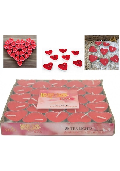 100 adet Kalpli Mum Küçük Kırmızı Tealight Kalp Şeklinde Mum